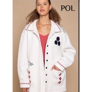POL Jacket embroidered Sherpa jacket WarmCozy New Oversized Boutique